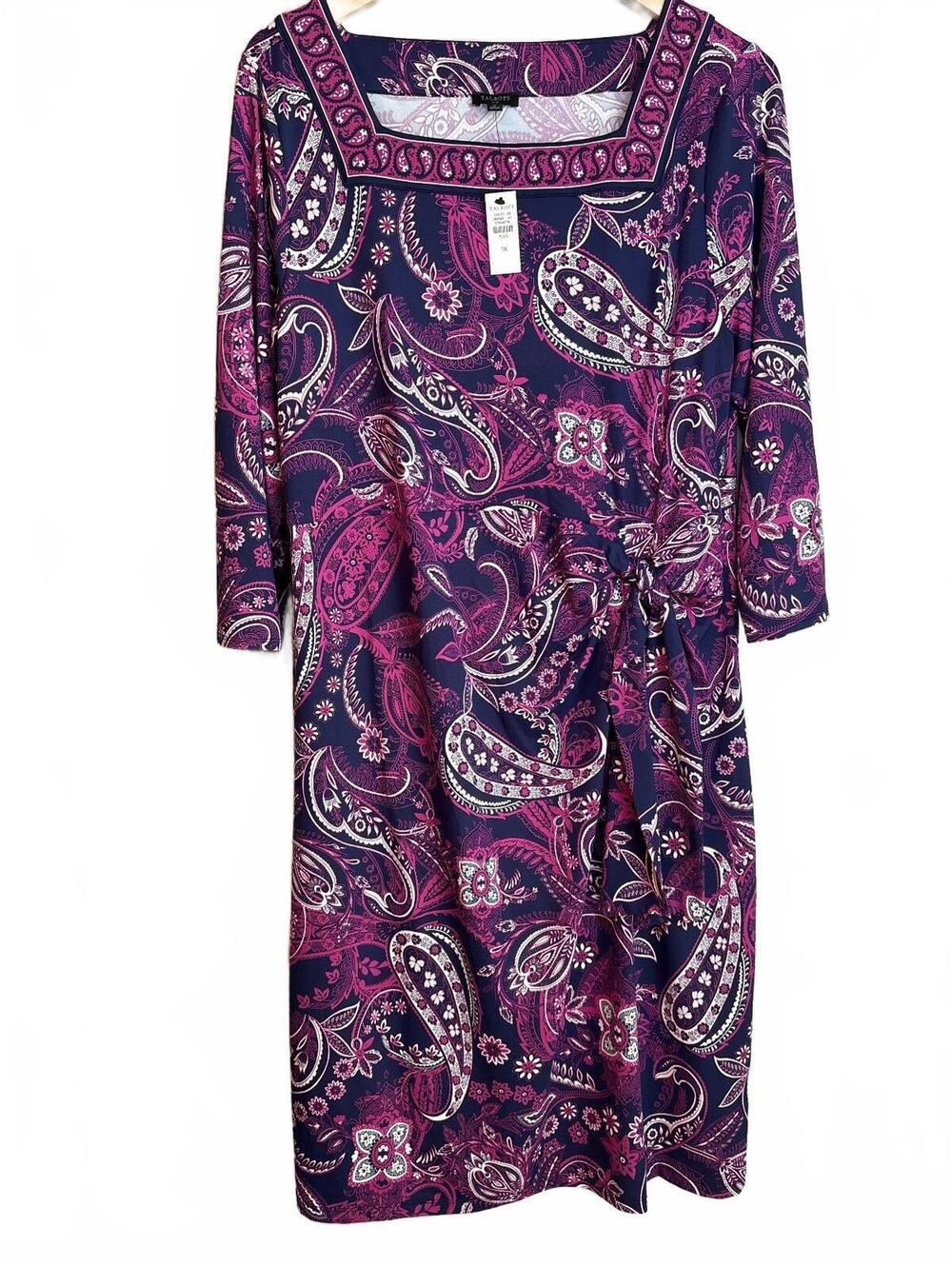 NWT Talbots Pink and Purple Paisley Women’s 1X Wrap Dress